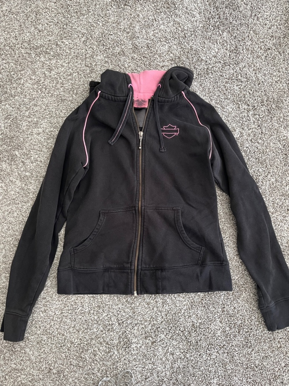 Harley-Davidson Black and Pink Zip-Up Hoodie